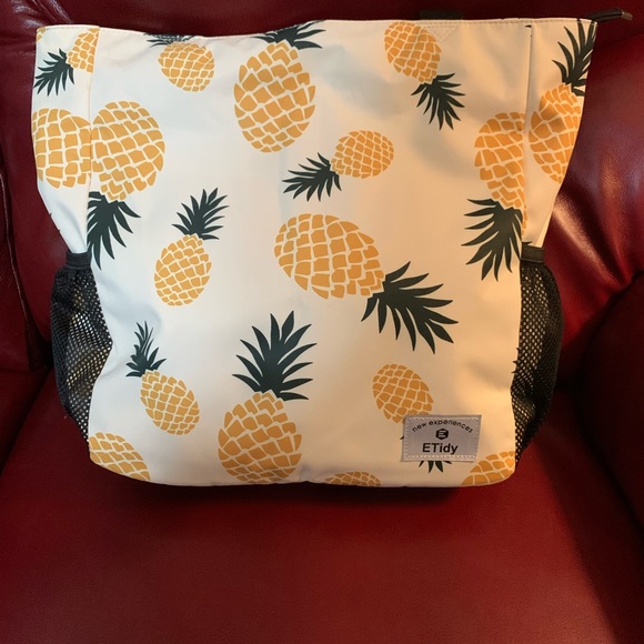 New! ETidy Large Foldable Pineapple Beach Bag Tote W/Pouch Waterproof Sandproof - Picture 2 of 14